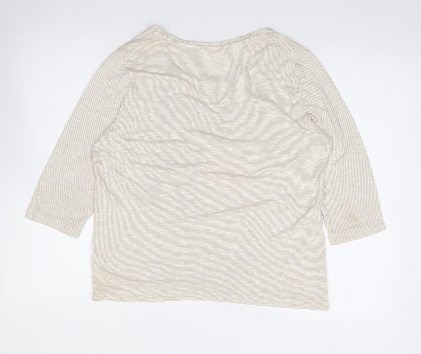 Preworn Womens Beige Floral Polyester Jersey T-Shirt Size M Round Neck