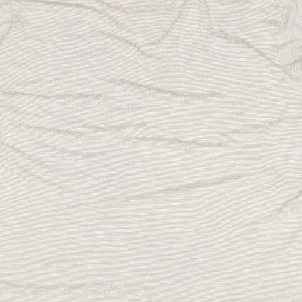 Preworn Womens Beige Floral Polyester Jersey T-Shirt Size M Round Neck