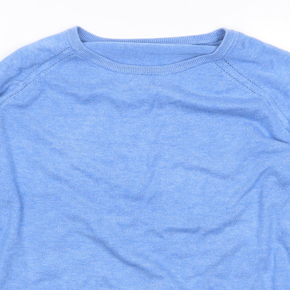 Dunnes Womens Blue Round Neck  Viscose Pullover Jumper Size L
