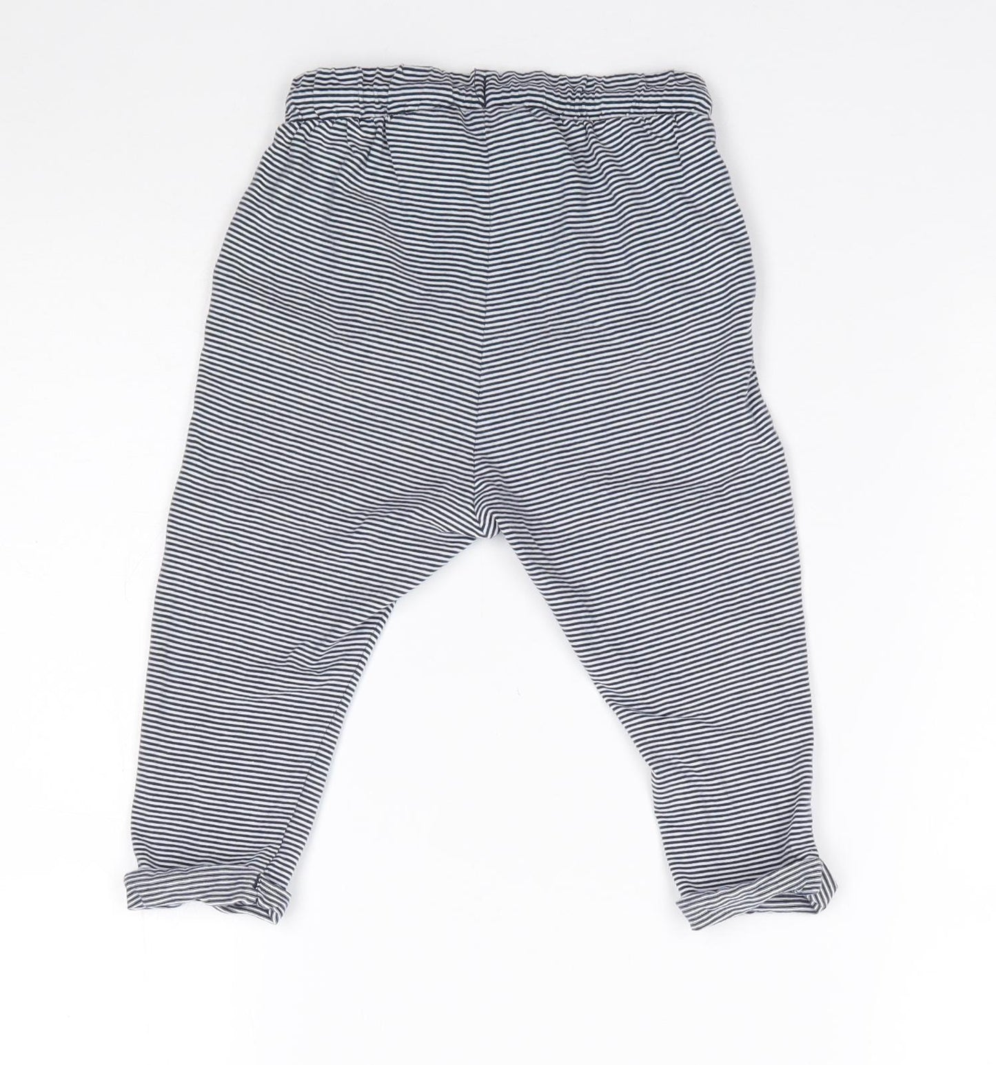 H&M Boys Blue Striped 100% Cotton Jogger Leggings Size 12-18 Months  Drawstring