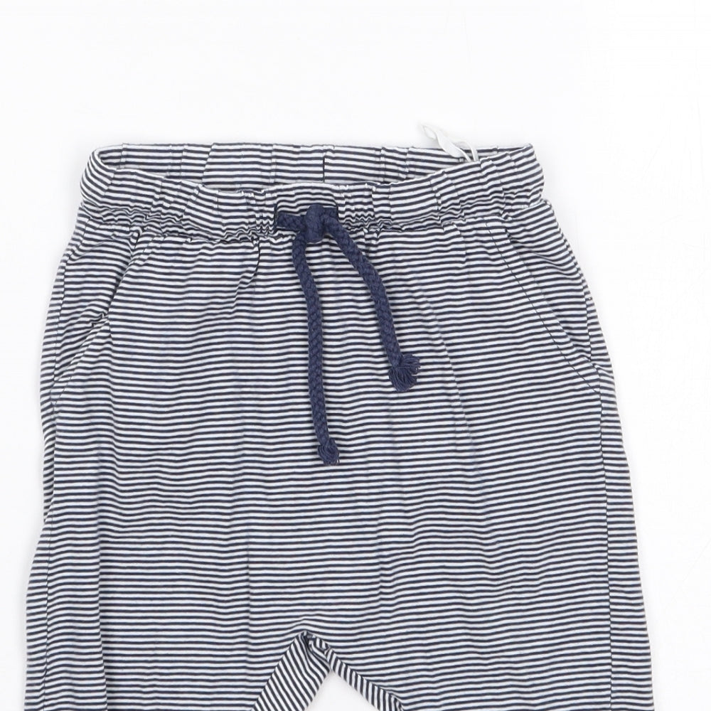 H&M Boys Blue Striped 100% Cotton Jogger Leggings Size 12-18 Months  Drawstring