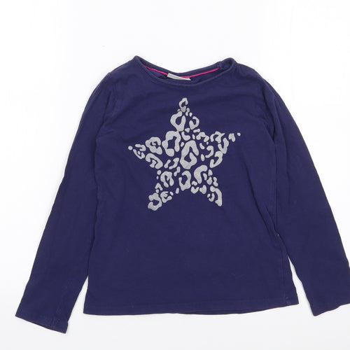 Matalan Girls Blue  100% Cotton Jersey T-Shirt Size 8-9 Years Crew Neck Pullover