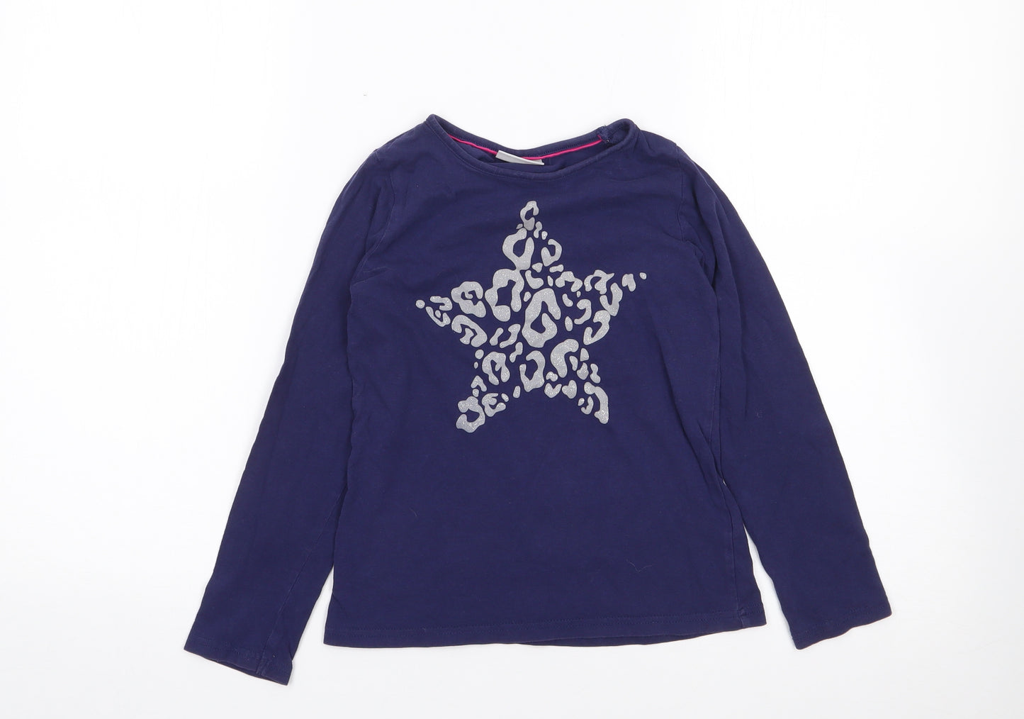 Matalan Girls Blue  100% Cotton Jersey T-Shirt Size 8-9 Years Crew Neck Pullover