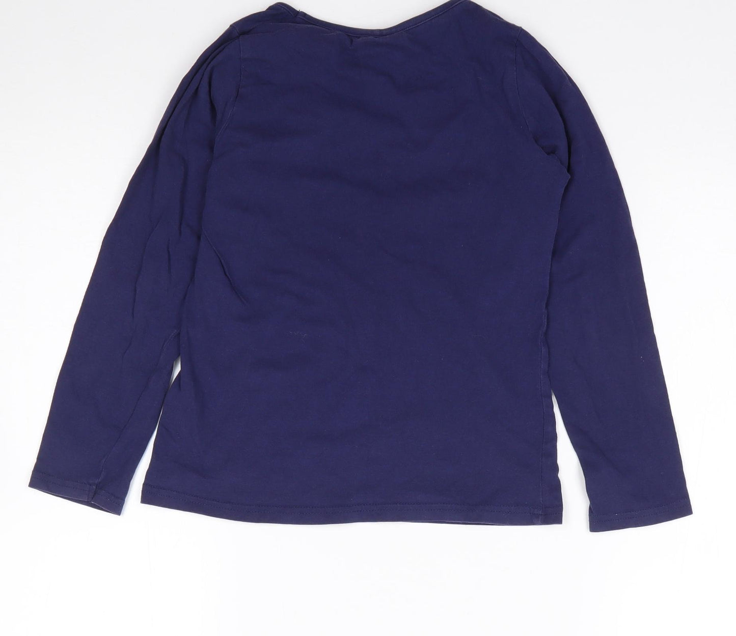 Matalan Girls Blue  100% Cotton Jersey T-Shirt Size 8-9 Years Crew Neck Pullover