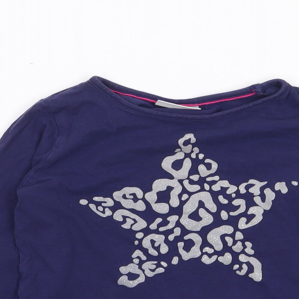 Matalan Girls Blue  100% Cotton Jersey T-Shirt Size 8-9 Years Crew Neck Pullover