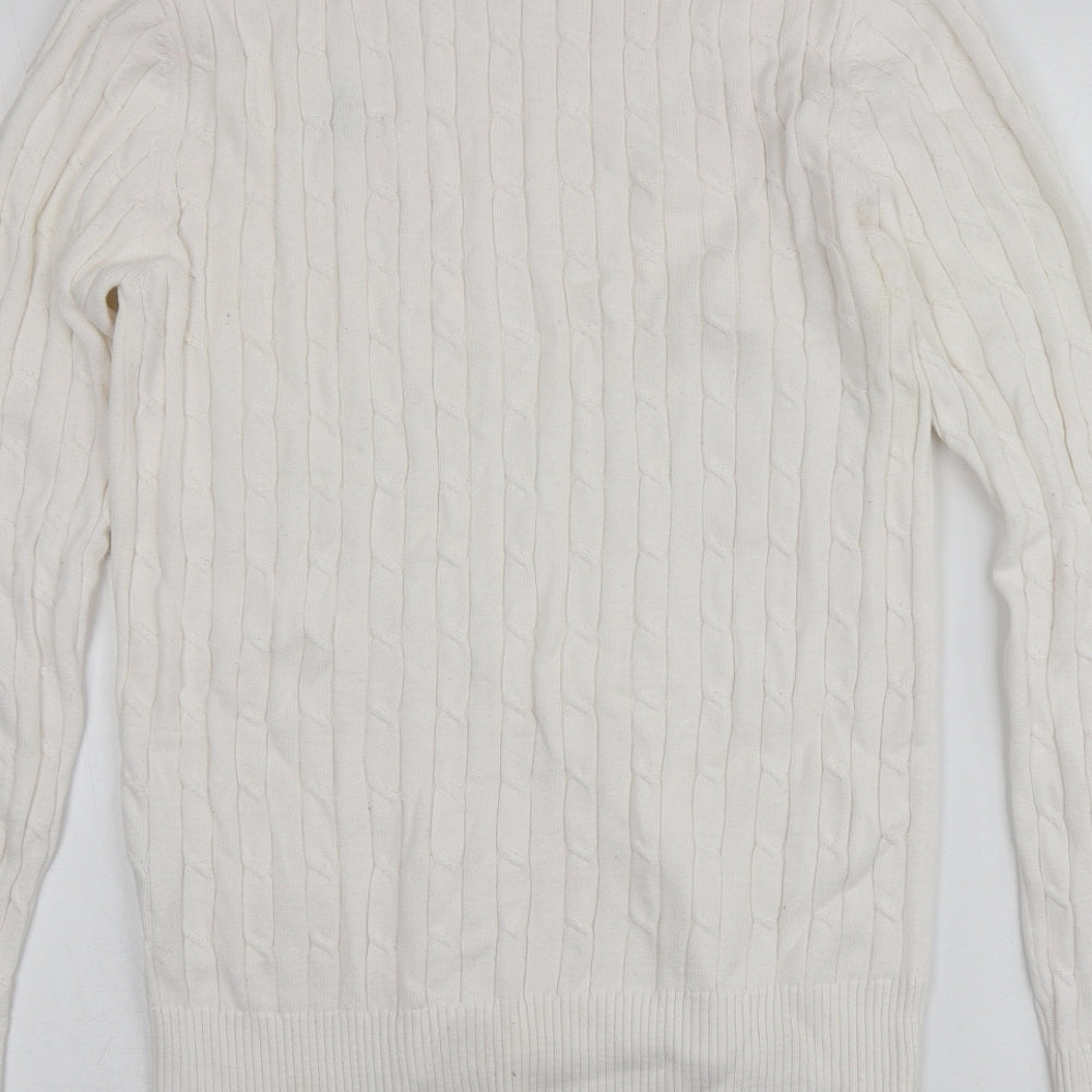 Polo Ralph Lauren Mens Ivory Round Neck  Cotton Pullover Jumper Size L