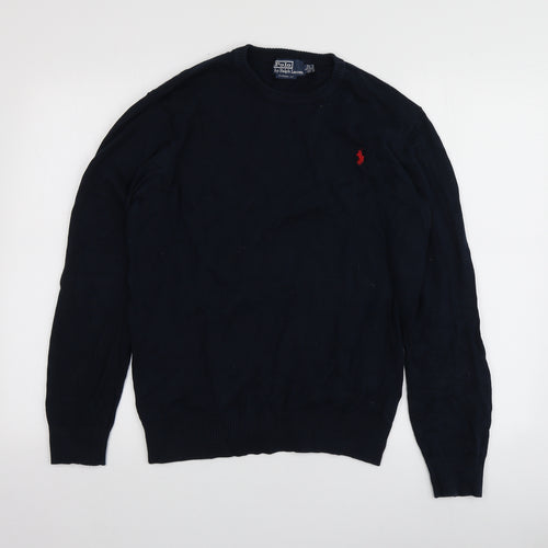 Polo Ralph Lauren Mens Blue Round Neck  Cotton Pullover Jumper Size L