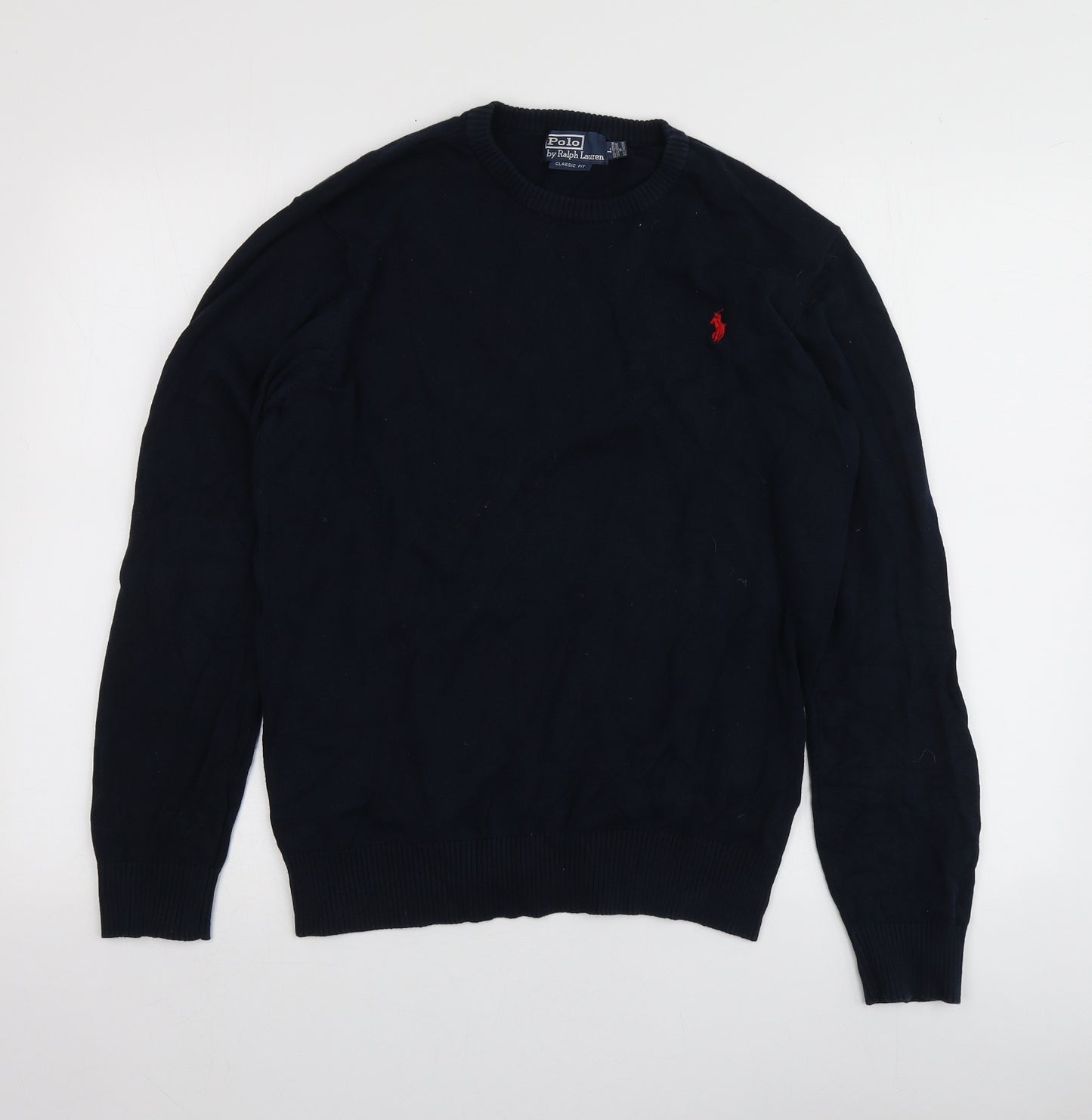 Polo Ralph Lauren Mens Blue Round Neck  Cotton Pullover Jumper Size L