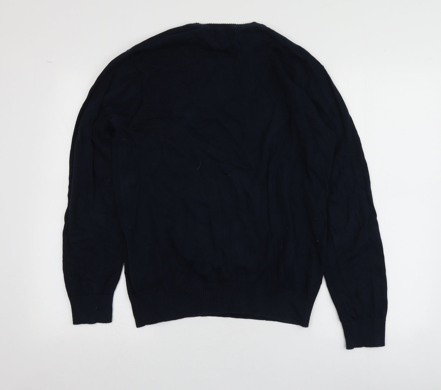 Polo Ralph Lauren Mens Blue Round Neck  Cotton Pullover Jumper Size L