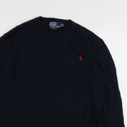 Polo Ralph Lauren Mens Blue Round Neck  Cotton Pullover Jumper Size L
