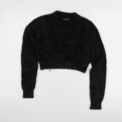 Sixth June Womens Black Round Neck  Nylon Pullover Jumper Size L