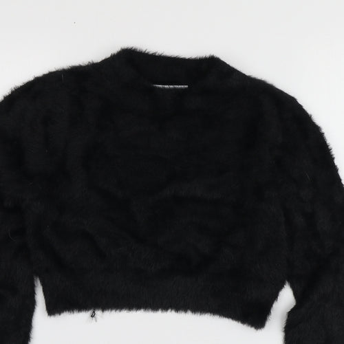 Sixth June Womens Black Round Neck  Nylon Pullover Jumper Size L