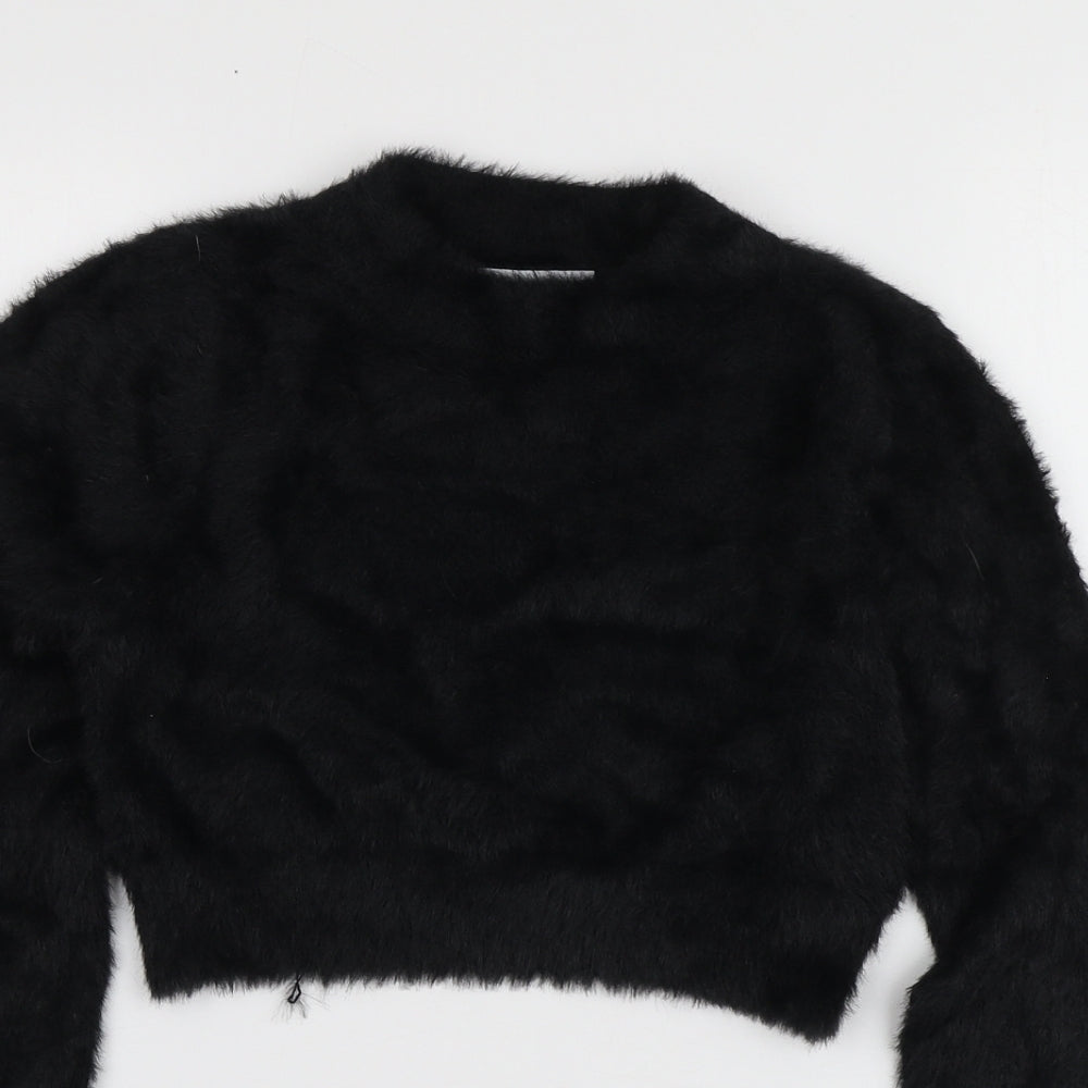 Sixth June Womens Black Round Neck  Nylon Pullover Jumper Size L