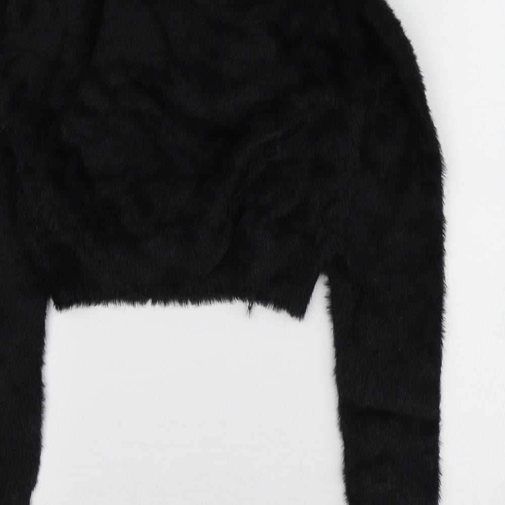 Sixth June Womens Black Round Neck  Nylon Pullover Jumper Size L