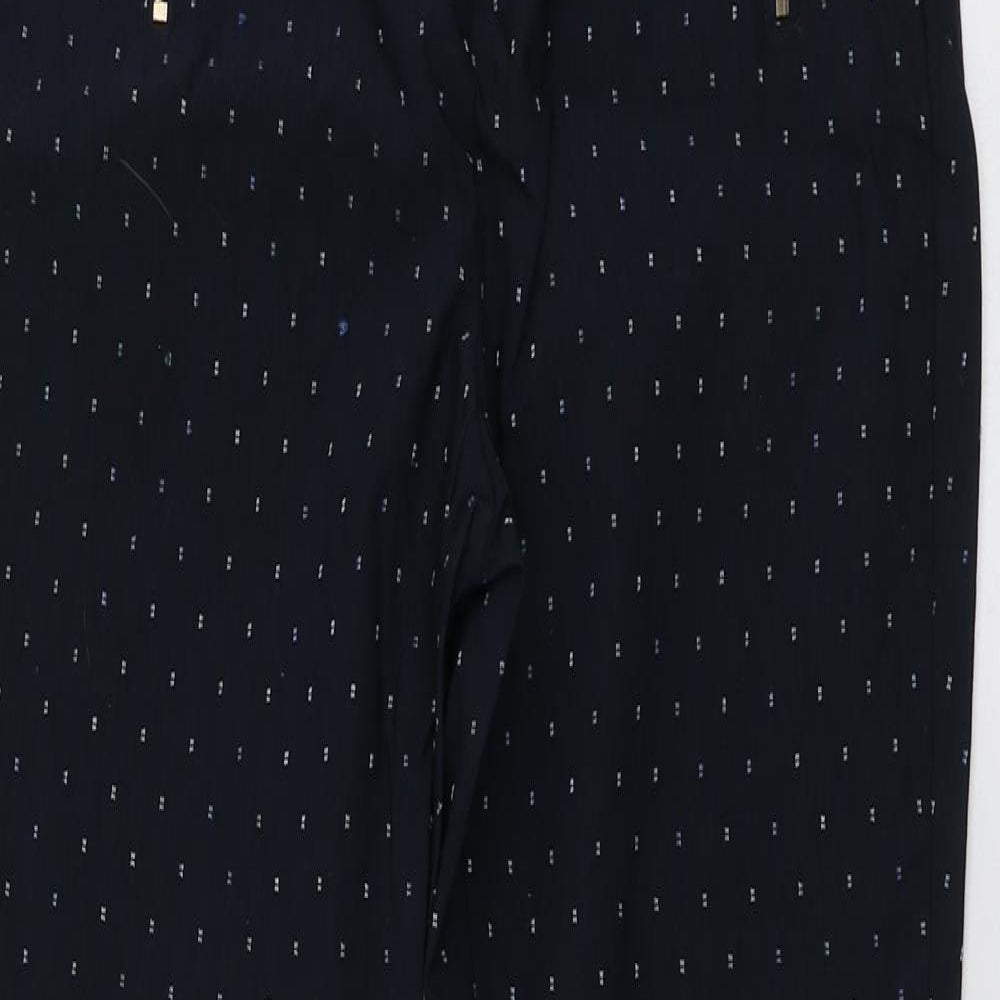 NEXT Womens Blue Geometric Viscose Trousers  Size 8 L26 in Regular