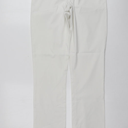 Abacus Womens White  Polyester Trousers  Size 4 L31 in Regular
