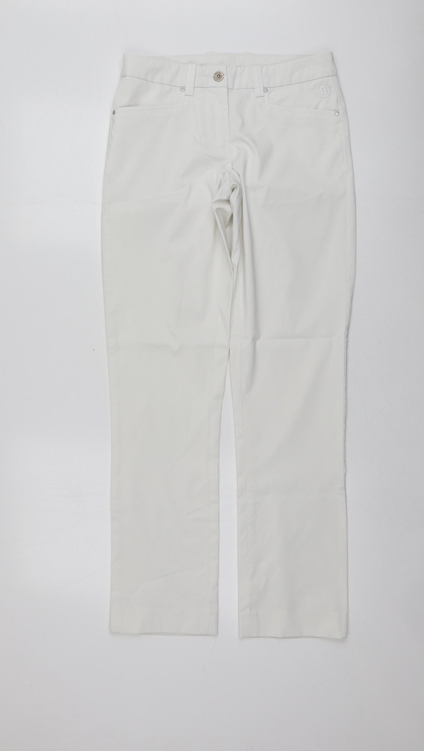Abacus Womens White  Polyester Trousers  Size 4 L31 in Regular