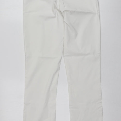 Abacus Womens White  Polyester Trousers  Size 4 L31 in Regular