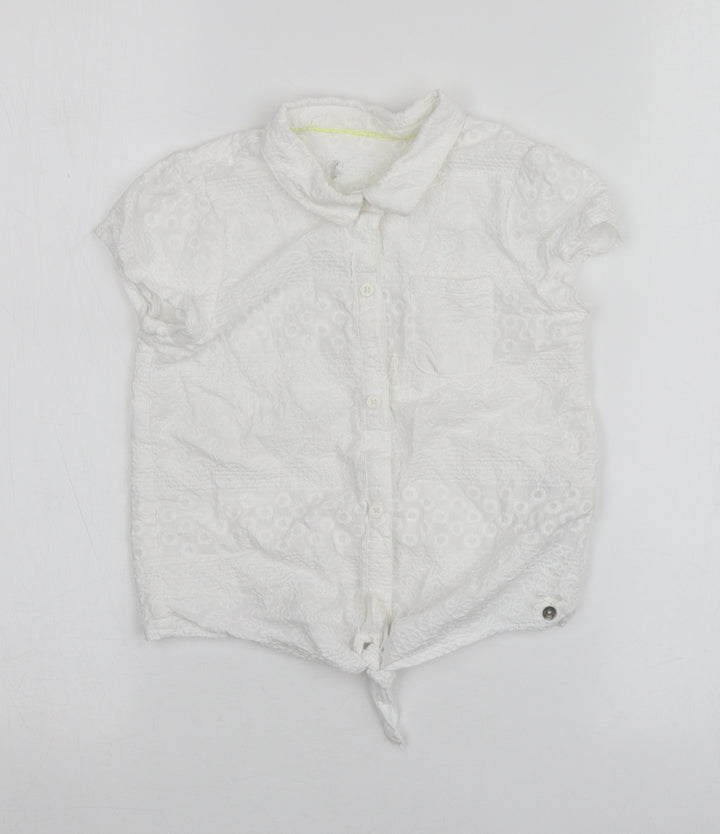 Debenhams Girls White  Cotton Basic Button-Up Size 9 Years Collared
