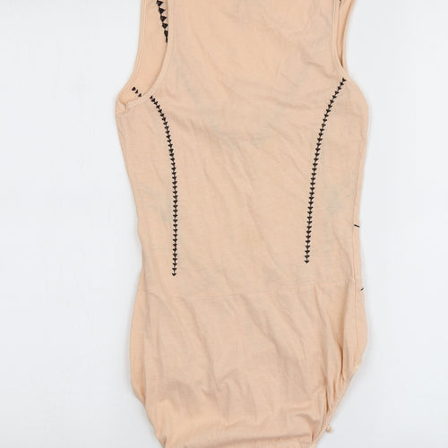 Sacred Hawk Womens Pink Geometric Cotton Bodysuit One-Piece Size S