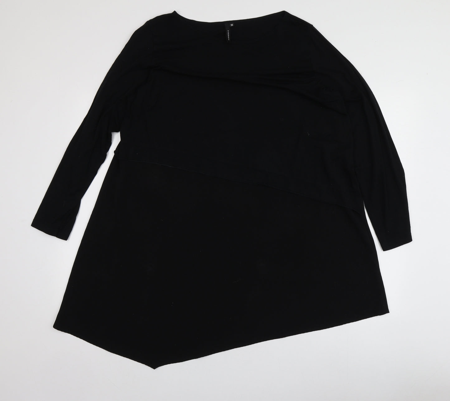 Young Kim Womens Black  Polyester Basic T-Shirt Size 16 Round Neck