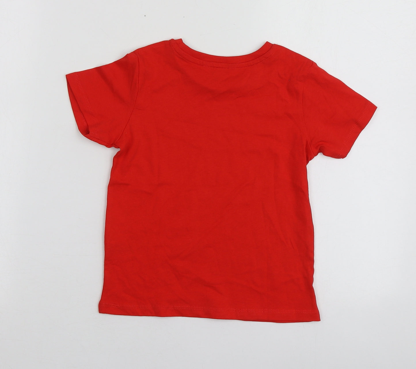 Pepco Boys Red Geometric Cotton Basic T-Shirt Size 3-4 Years Round Neck