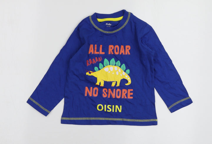 Studio Boys Blue Geometric 100% Cotton Basic T-Shirt Size 2 Years Round Neck