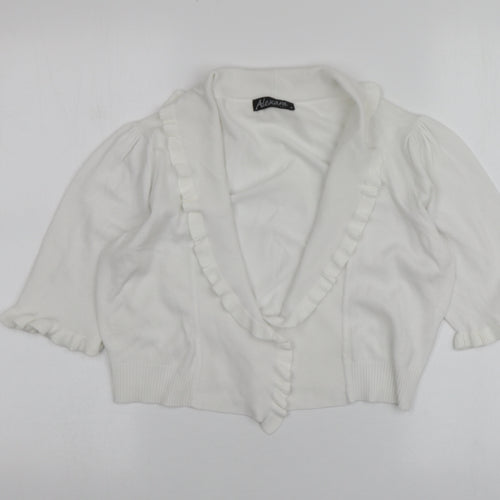 Alexandra Womens White V-Neck  Viscose Shrug Jumper Size M