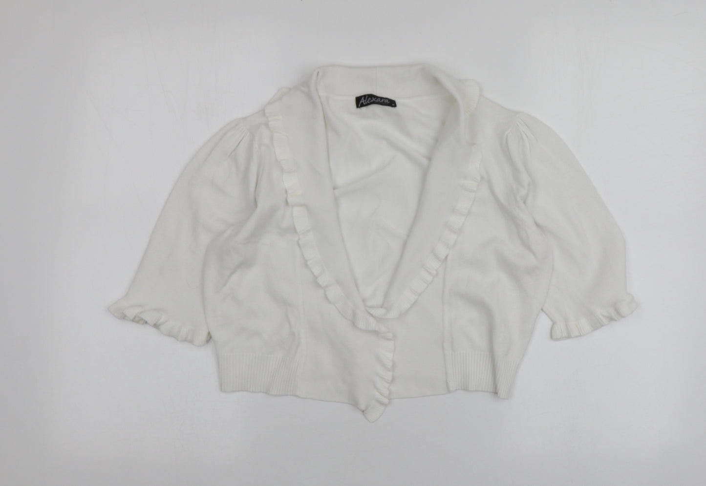 Alexandra Womens White V-Neck  Viscose Shrug Jumper Size M