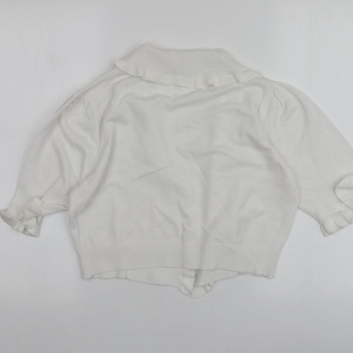 Alexandra Womens White V-Neck  Viscose Shrug Jumper Size M