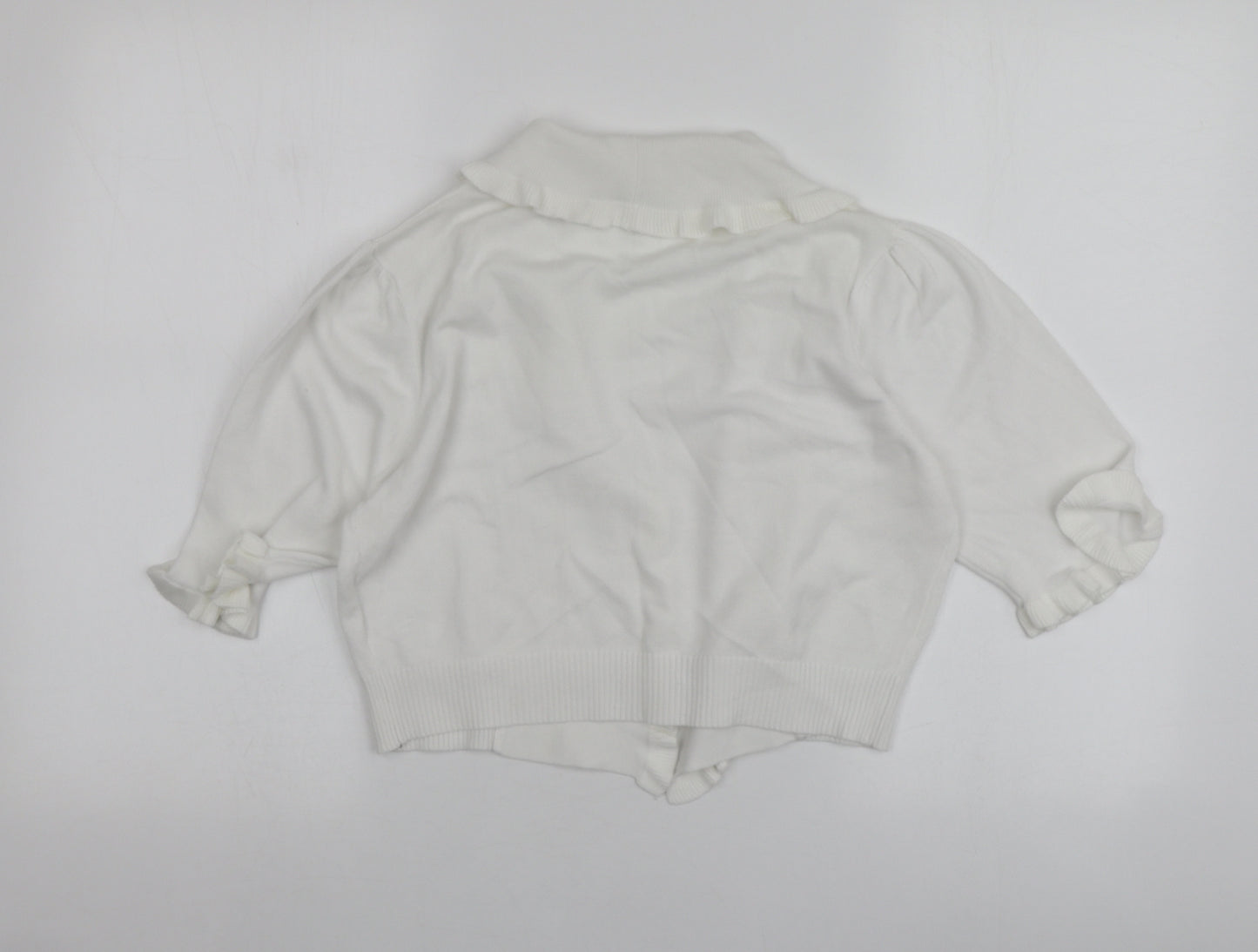 Alexandra Womens White V-Neck  Viscose Shrug Jumper Size M