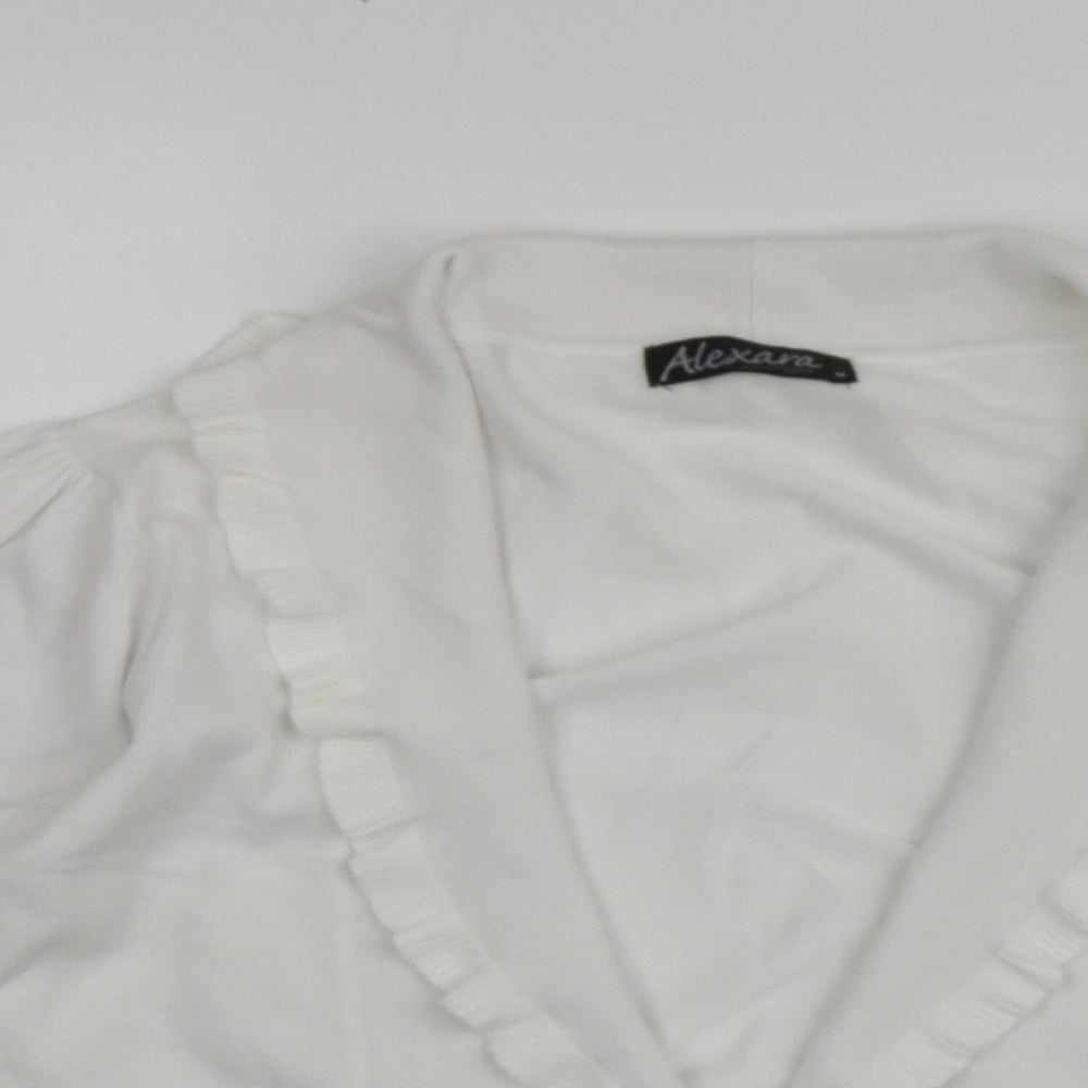 Alexandra Womens White V-Neck  Viscose Shrug Jumper Size M