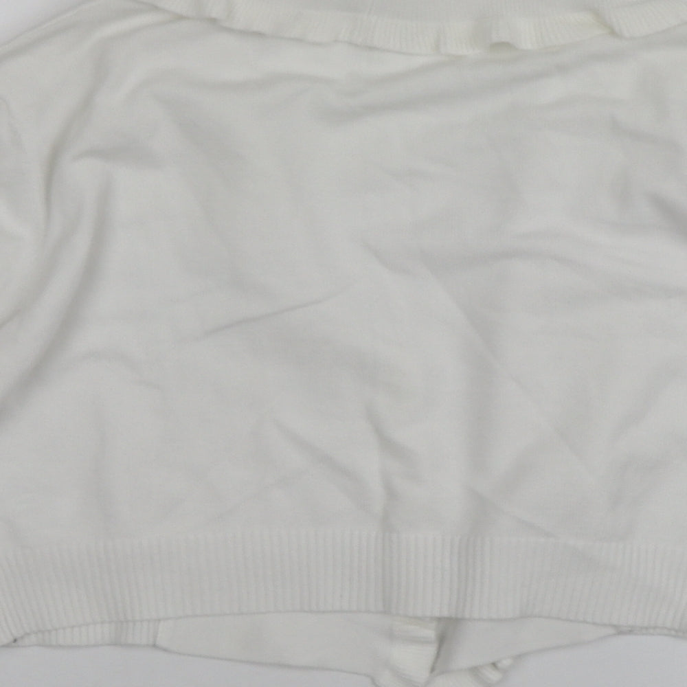 Alexandra Womens White V-Neck  Viscose Shrug Jumper Size M