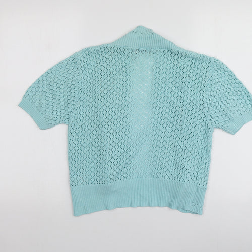 M3 Womens Blue V-Neck  Cotton Shrug Jumper Size M