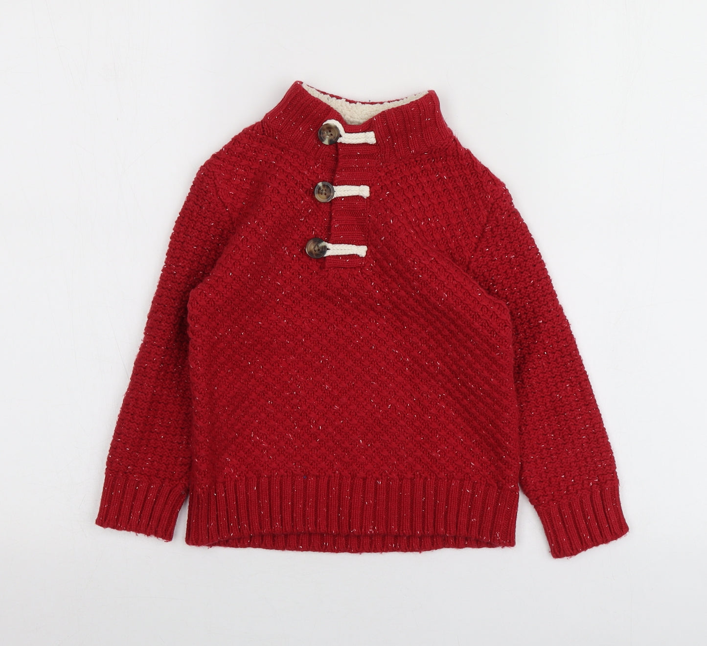 Cat&Jack Girls Red High Neck  Cotton Pullover Jumper Size 4 Years
