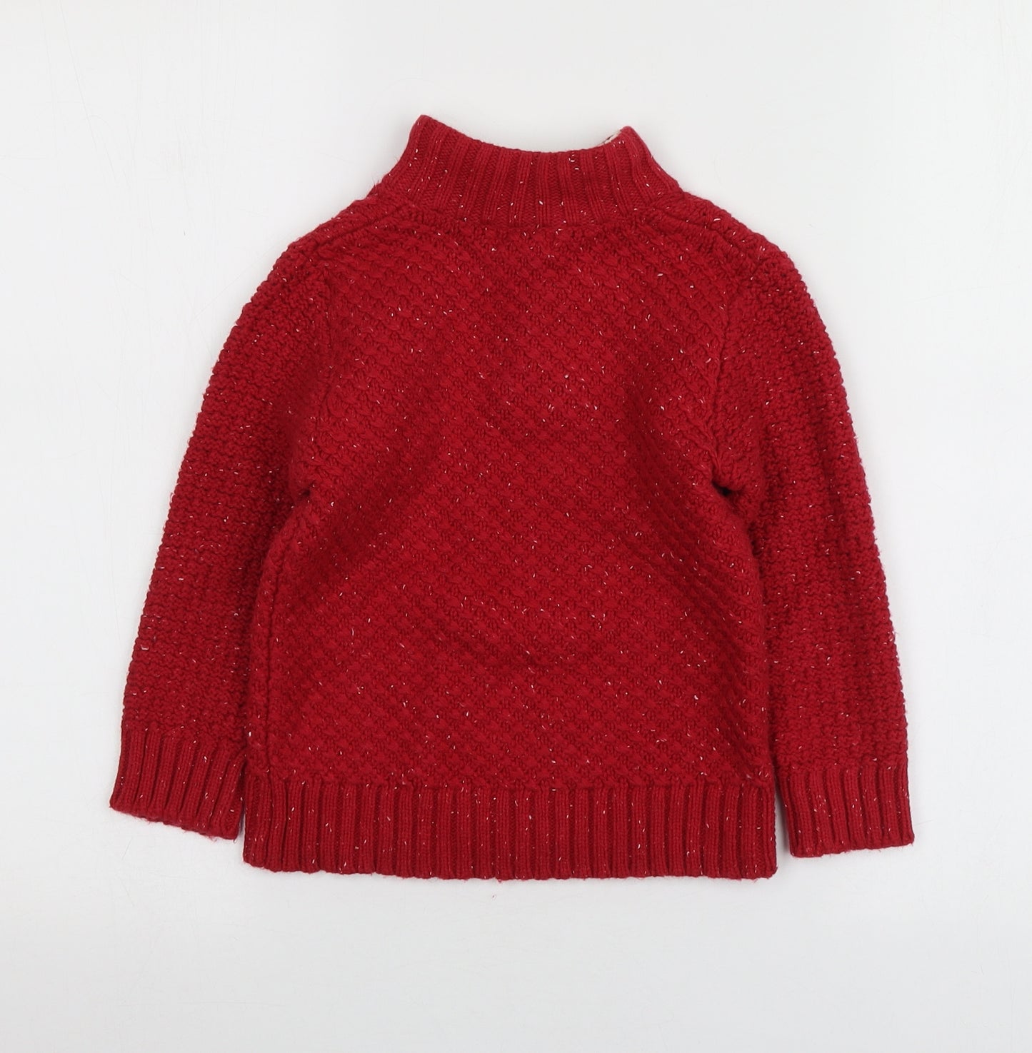 Cat&Jack Girls Red High Neck  Cotton Pullover Jumper Size 4 Years
