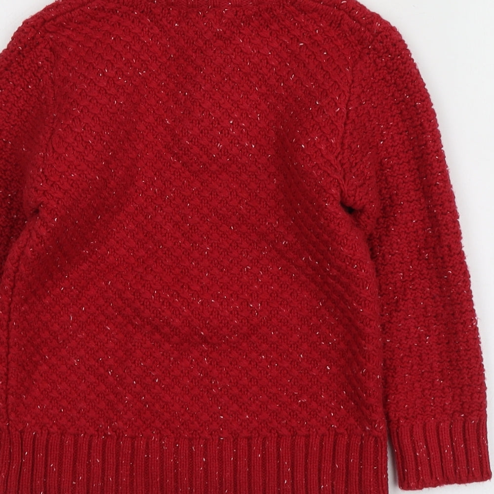 Cat&Jack Girls Red High Neck  Cotton Pullover Jumper Size 4 Years