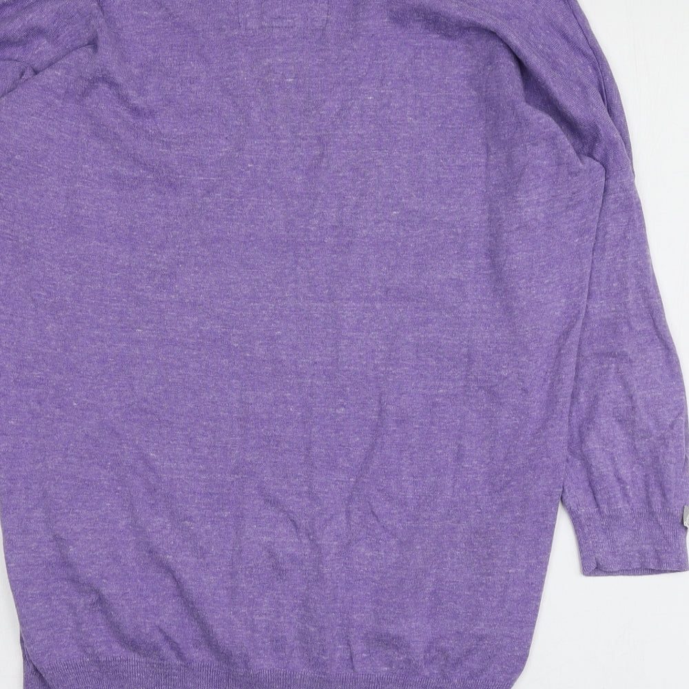 Superdry Womens Purple V-Neck  100% Cotton Pullover Jumper Size M