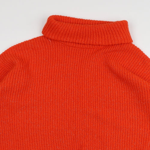 Papaya Womens Orange Roll Neck  Acrylic Pullover Jumper Size M