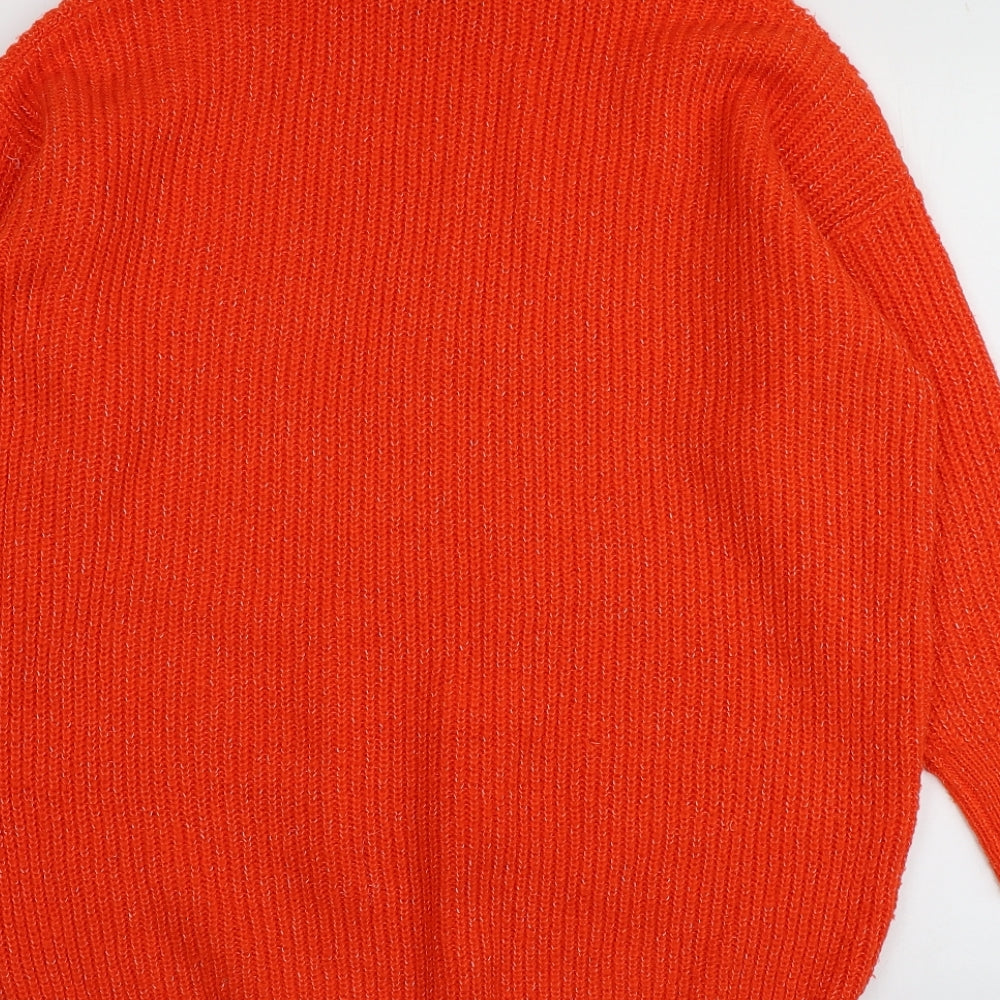 Papaya Womens Orange Roll Neck  Acrylic Pullover Jumper Size M