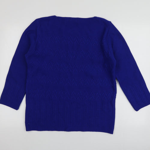 Envy Us Womens Blue Round Neck  Acrylic Pullover Jumper Size L