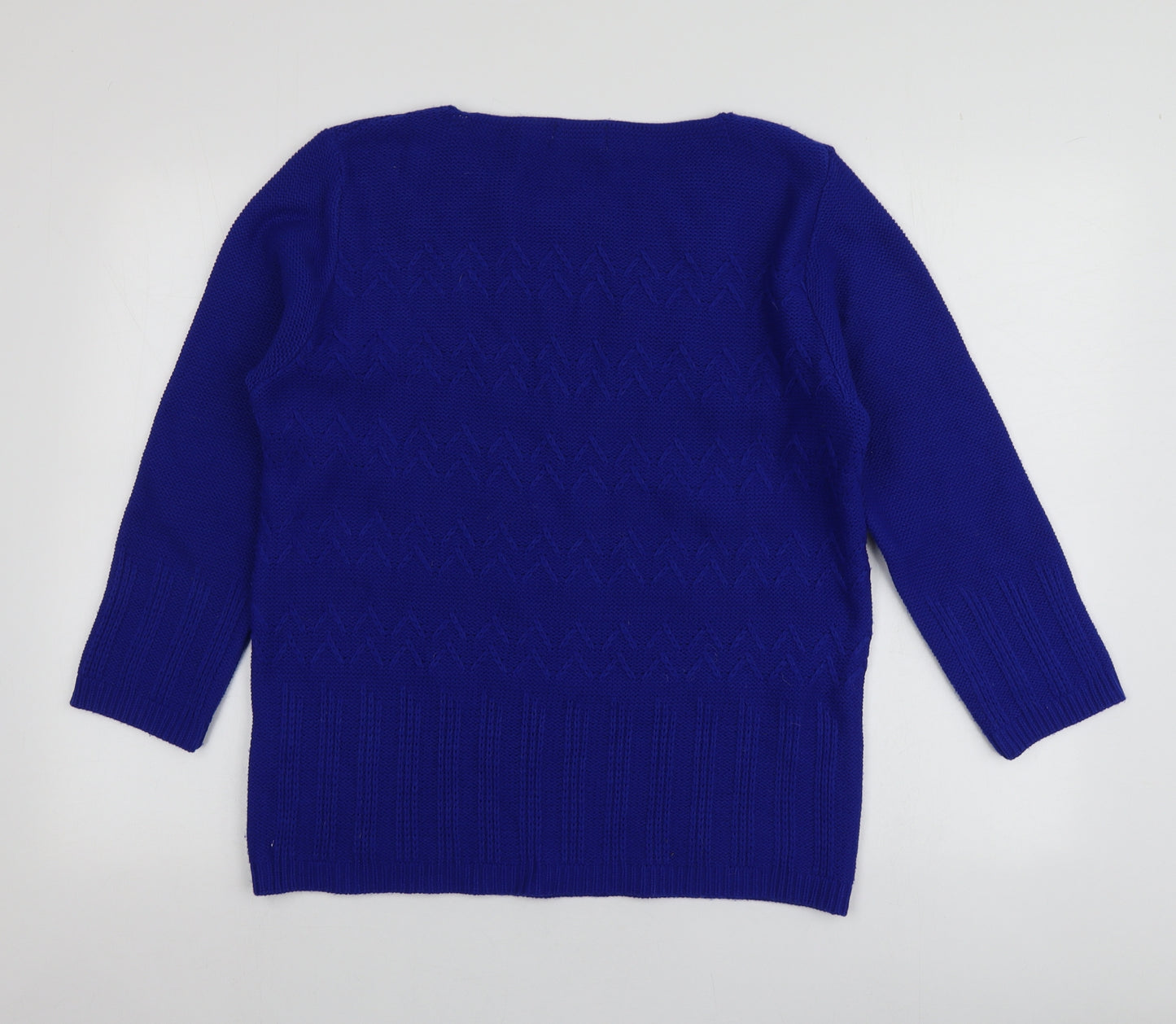 Envy Us Womens Blue Round Neck  Acrylic Pullover Jumper Size L