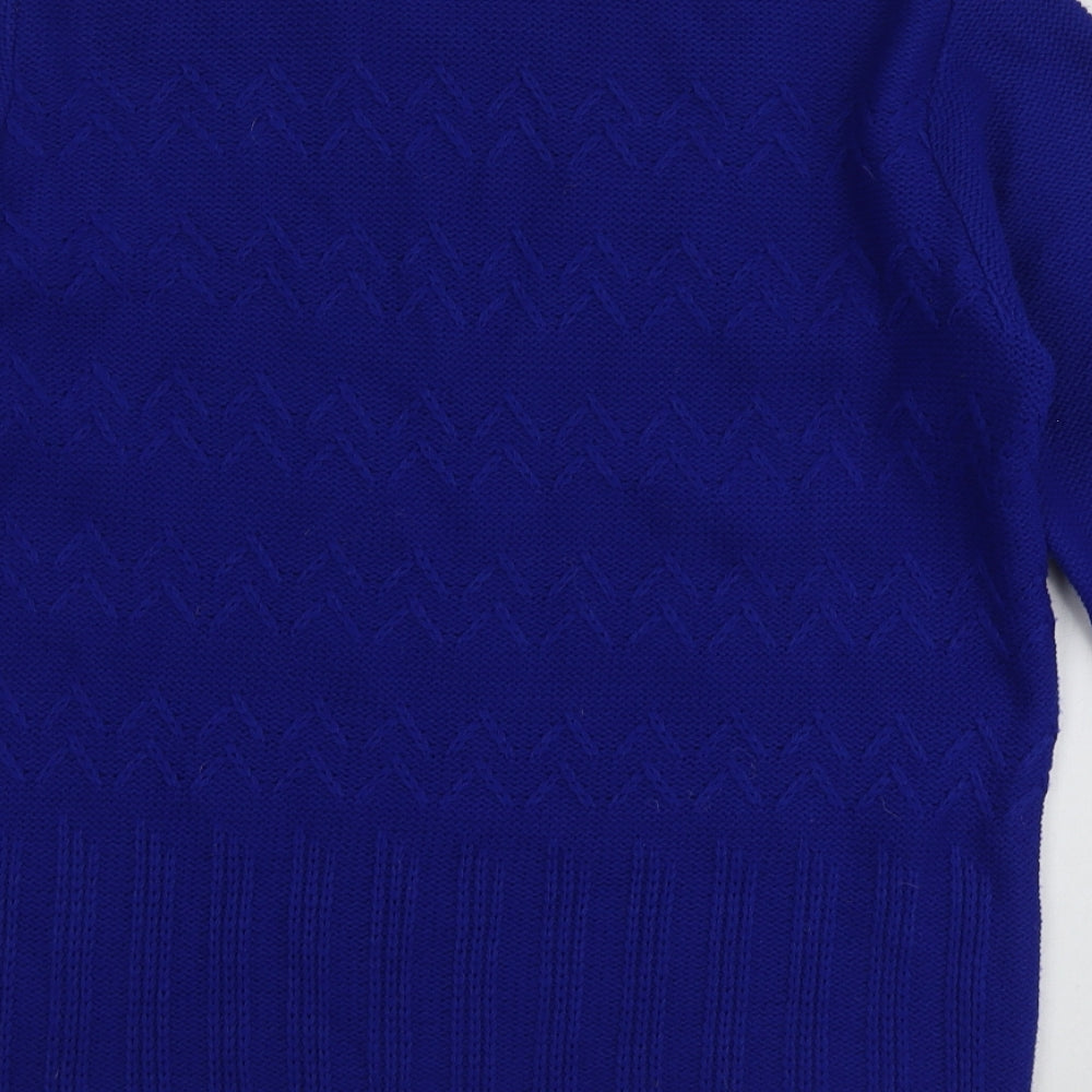 Envy Us Womens Blue Round Neck  Acrylic Pullover Jumper Size L