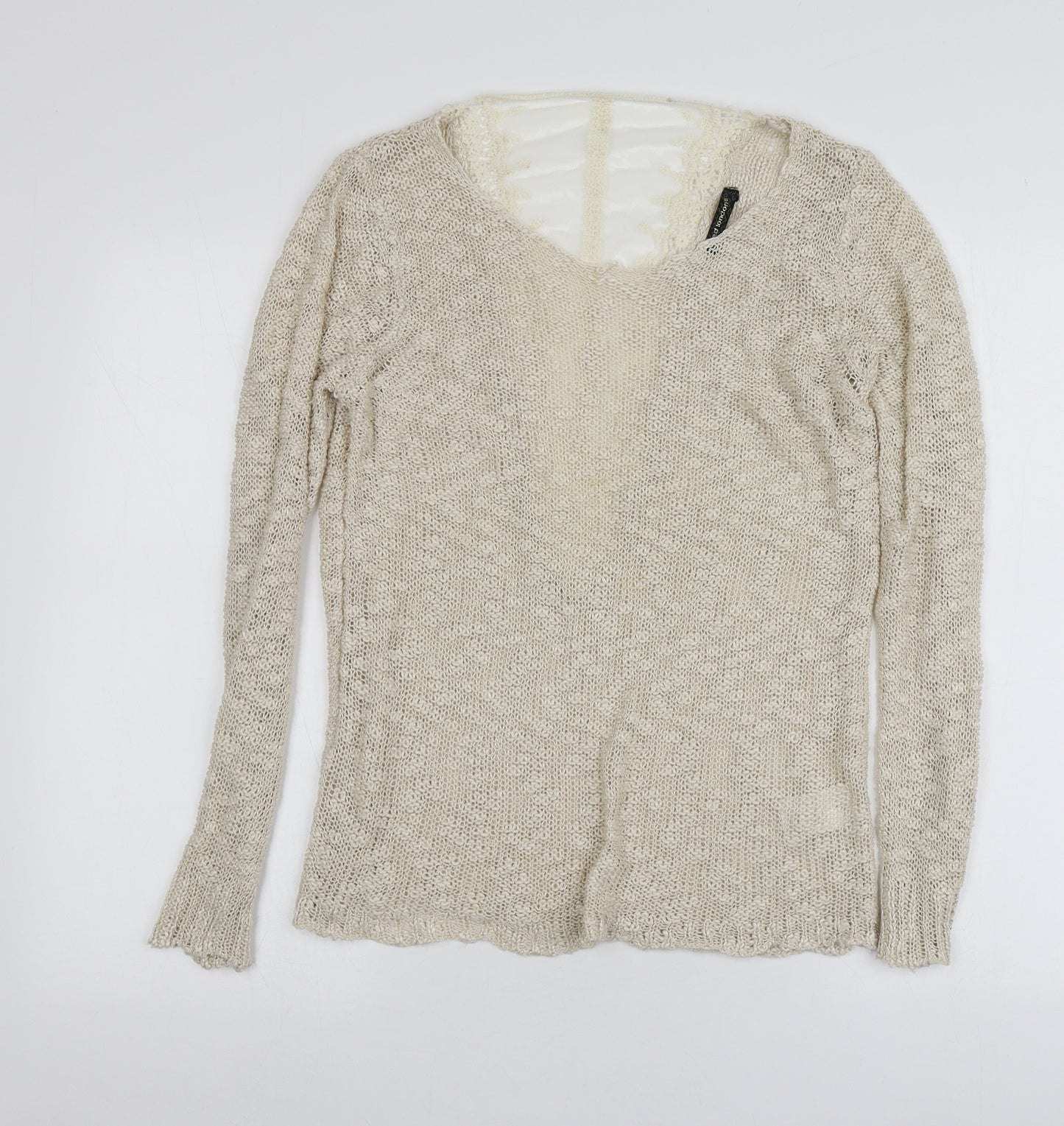 QED London Womens Ivory Round Neck  Acrylic Pullover Jumper Size L