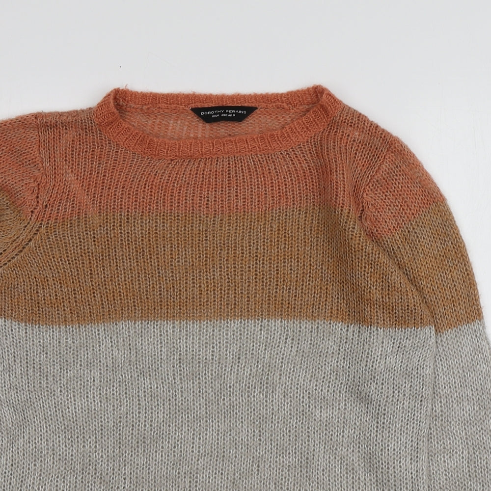 Dorothy Perkins Womens Multicoloured Round Neck Striped Acrylic Pullover Jumper Size 12