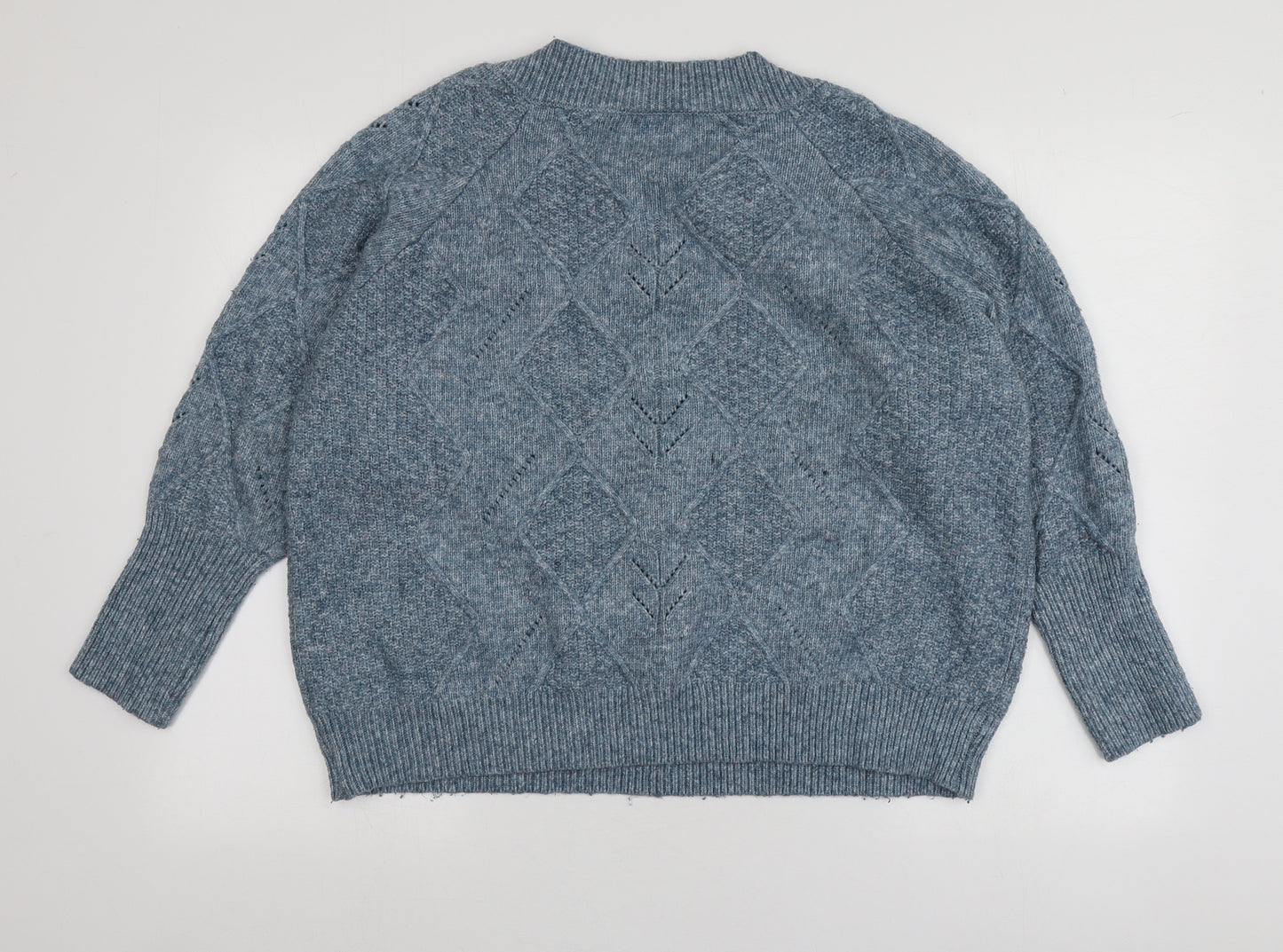 M&S Womens Blue Round Neck  Acrylic Pullover Jumper Size XL