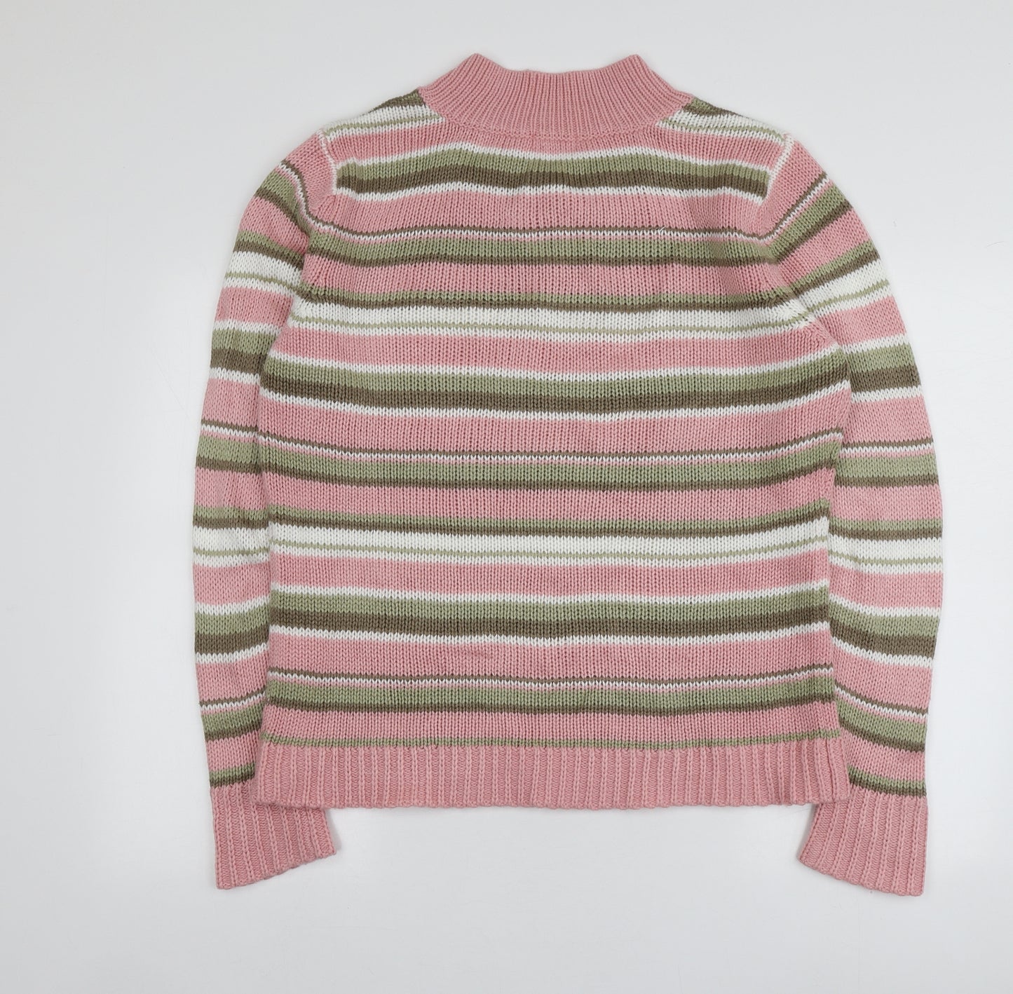 Damrat Womens Multicoloured V-Neck Striped Acrylic Pullover Jumper Size 14