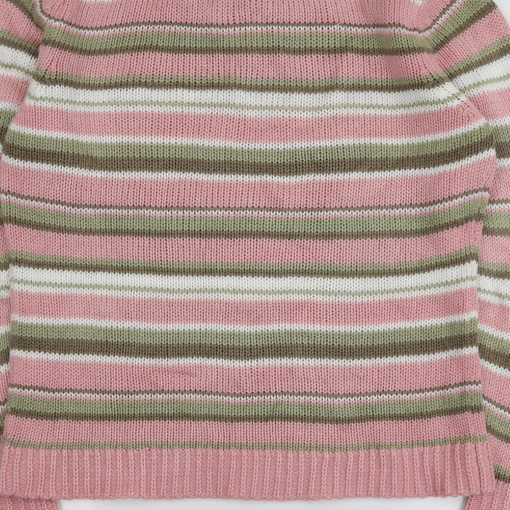 Damrat Womens Multicoloured V-Neck Striped Acrylic Pullover Jumper Size 14