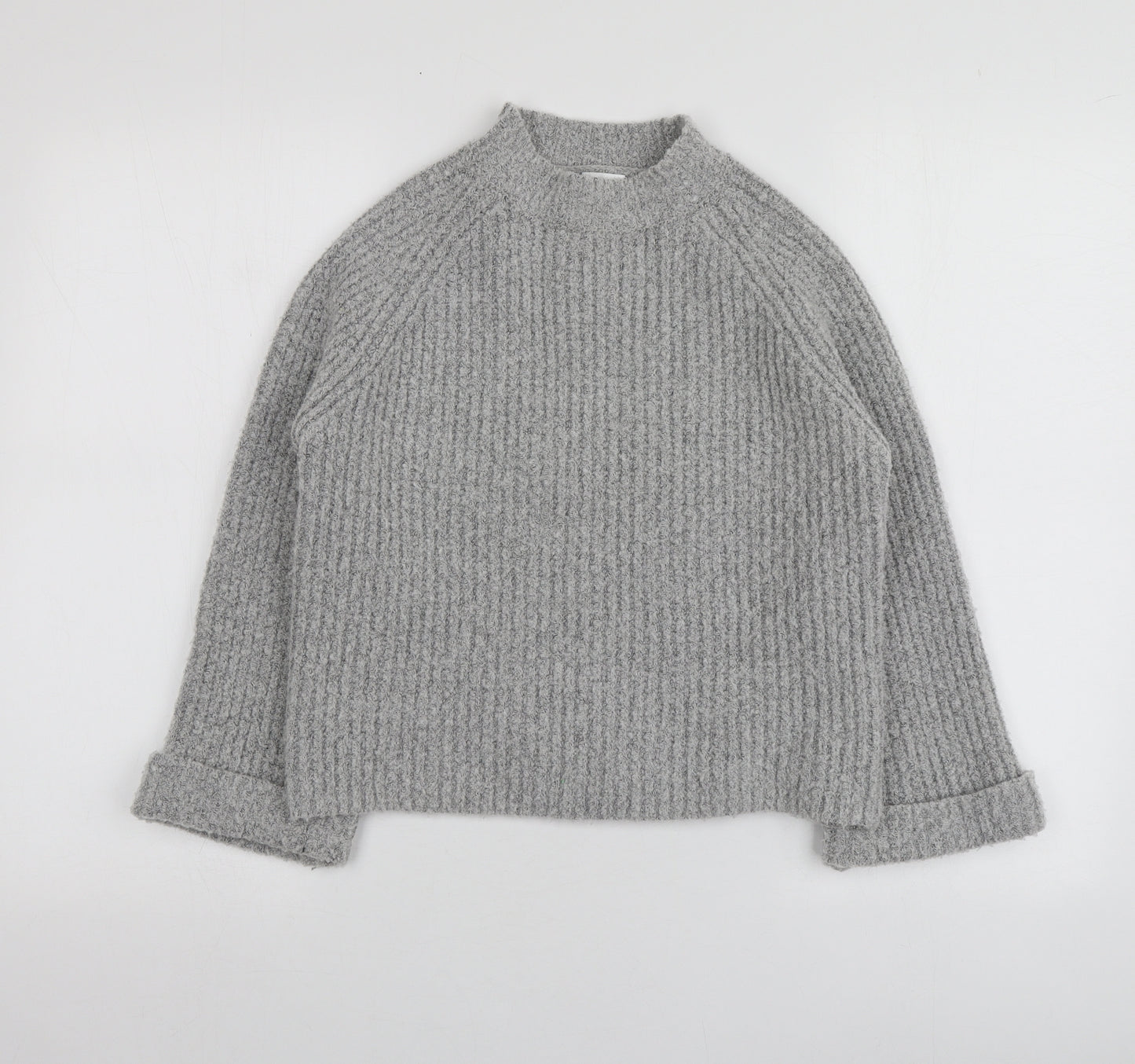 NEXT Girls Grey High Neck  Acrylic Pullover Jumper Size 8-9 Years