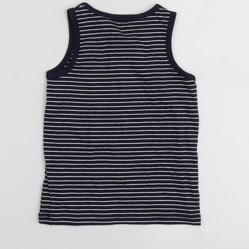 George Boys Blue Striped Cotton Basic T-Shirt Size 2 Years Round Neck